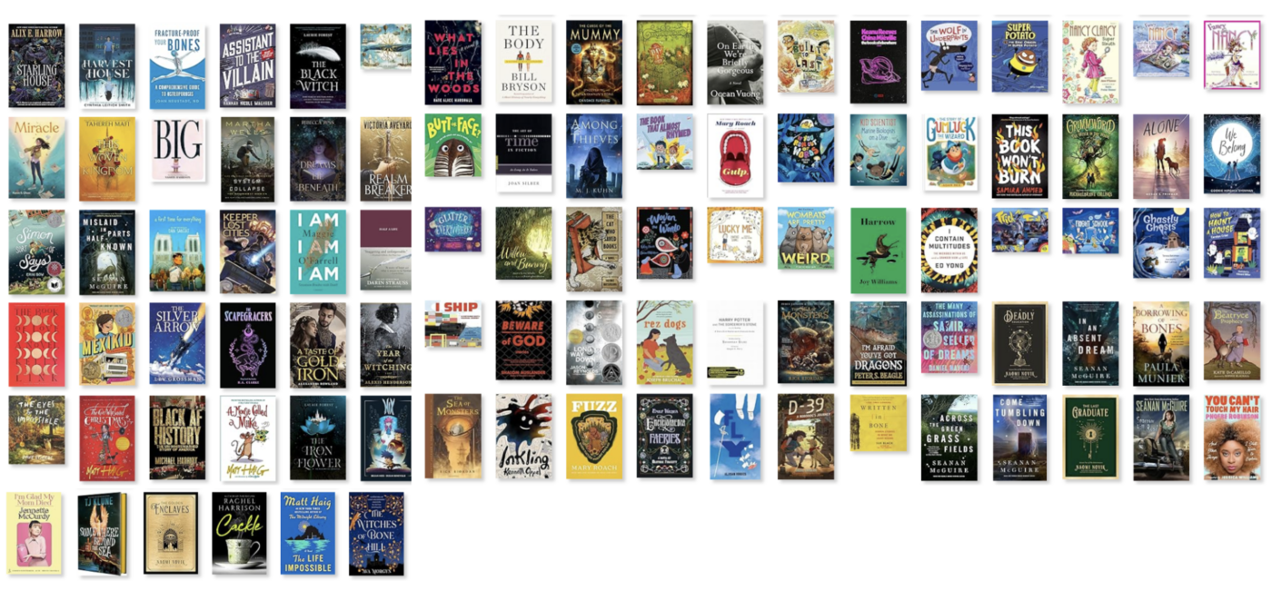 Image from Goodreads showing the covers of 96 books Sharon read in 2024 to deomstrate my year in books